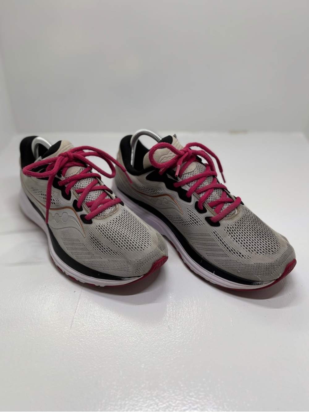 Saucony Ride 14 Womens 10 Running Shoes Fog Cherry Gray Pink S10650-55 - Picture 3 of 14